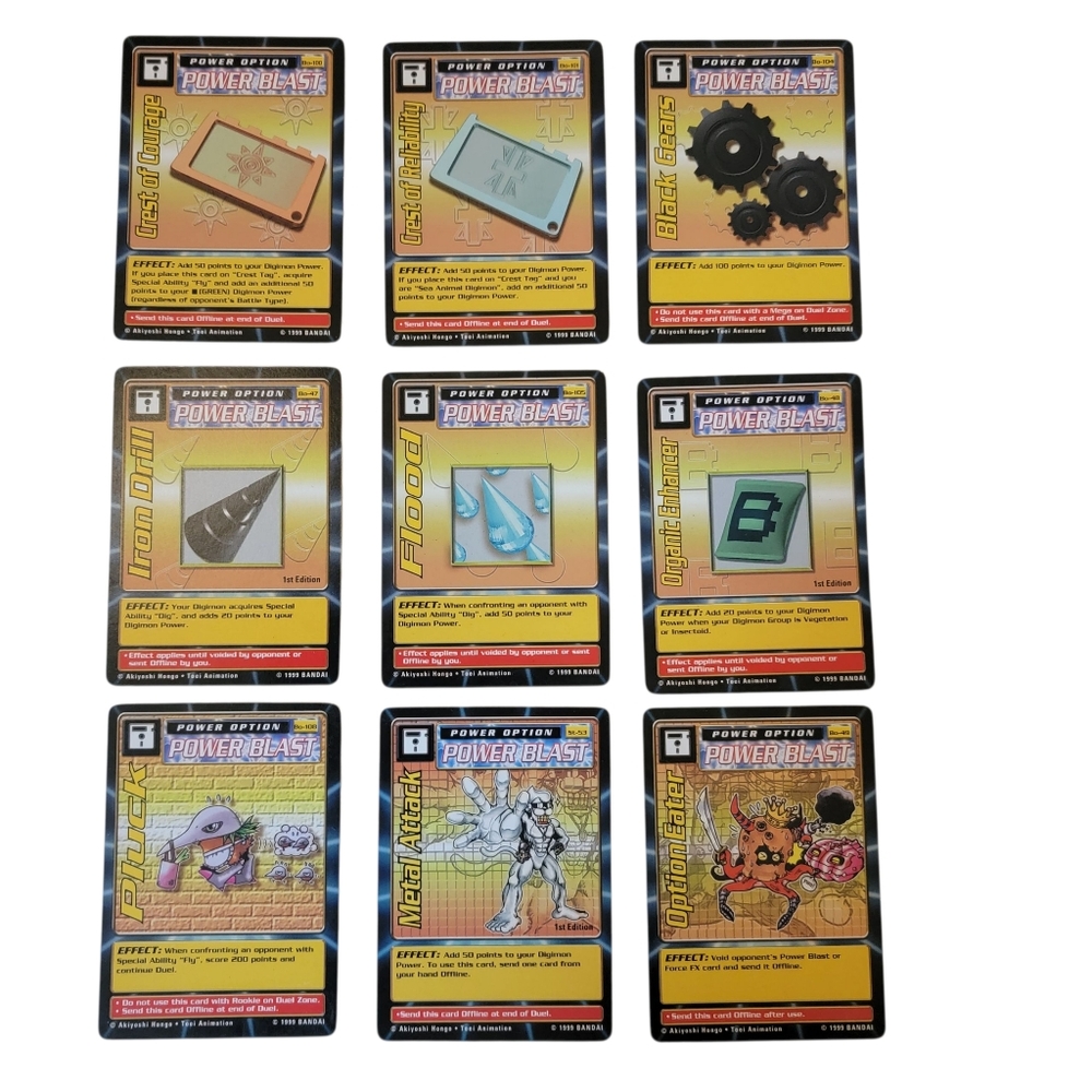 (9) 1999 Bandai DIGIMON Power Blast Trading Card Lot